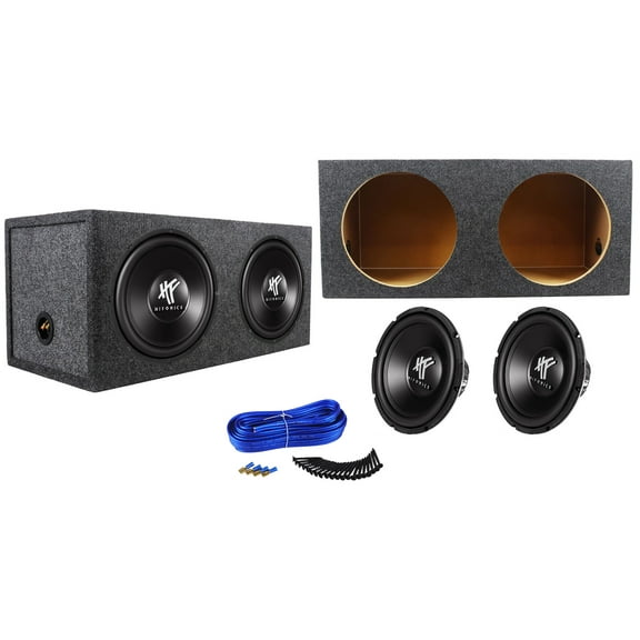 (2) Hifonics HFX12D4 12" 1600w DVC 4-Ohm Car Subwoofers+Sealed Sub Box Enclosure