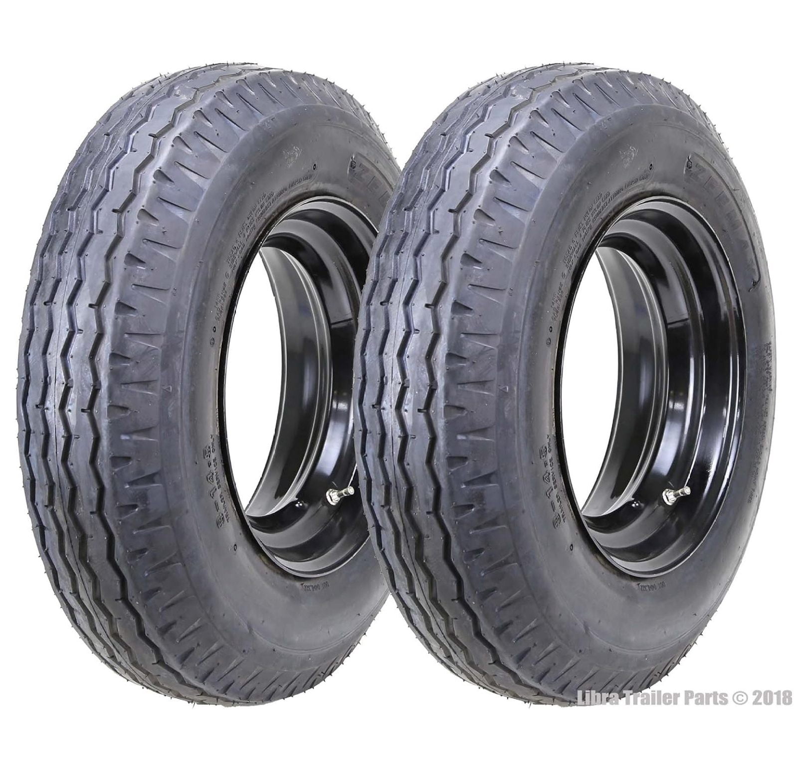 2 Highway Trailer Tire Wheel Assembly 8-14.5 14PR LR G 3100 Lbs 6x14.5 ...