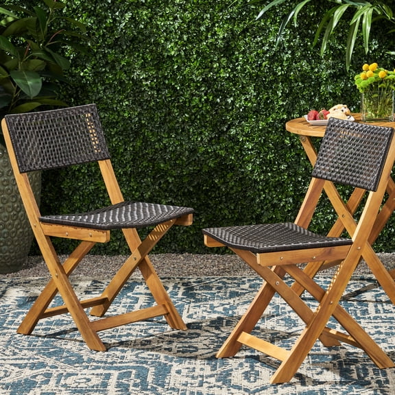 2 Hillside Bistro Chairs, Foldable For Outdoors. Wood Frame, Brown. 17.91 In D X 20.57 W 34 H 2 Chair , Foldable. Wood, Outdoor Seating. 17.91" 20.57" 34"
