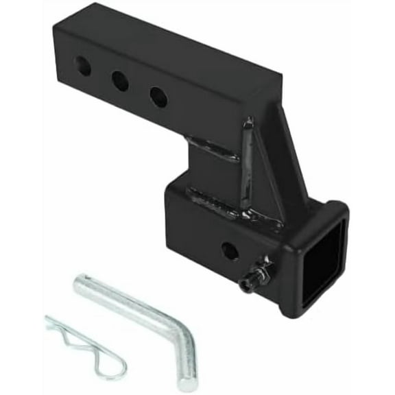 2" Hitch Receiver, Trailer Hitch Extender Riser Hitch Adapter with 4 inch Drop/Rise Attaches to Class 3 or 2 Hitch Receiver with Pin and Clip
