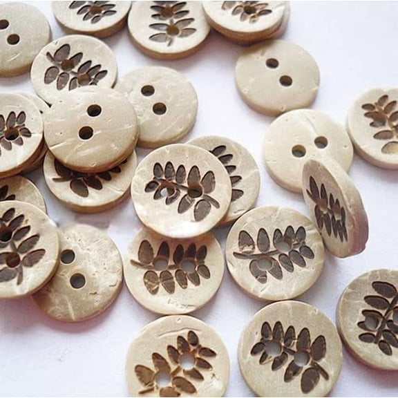 2-Hole Buttons for Coconut Button White 13mm in diameter 100pcs/bag