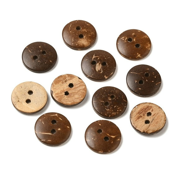 2-Hole Buttons in Round Shape Coconut Button BurlyWood about 15mm in diameter about 100pcs/bag