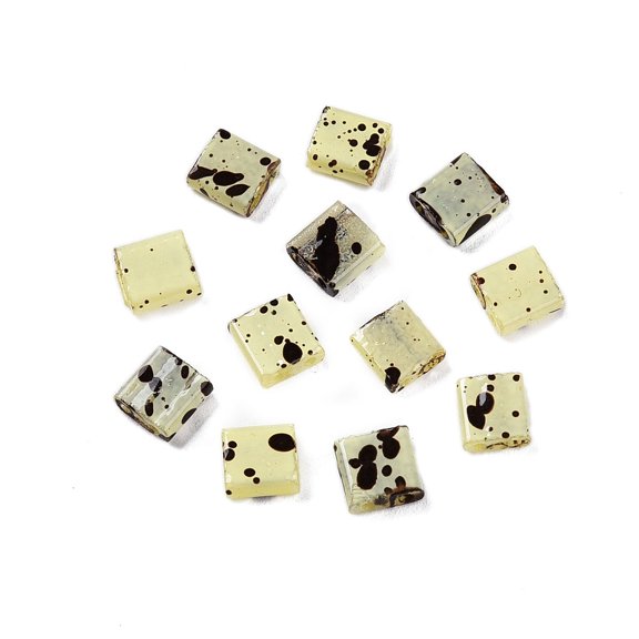 2-Hole Glass Seed Beads style Square Beige 5x4.5-5.5x2-2.5mm Hole: 0.5-0.8mm