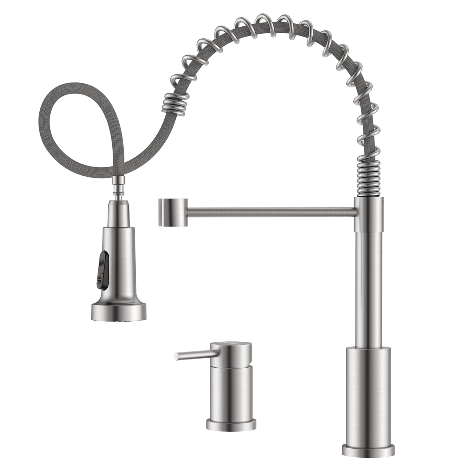 2 Hole Kitchen Faucet Brushed Nickel with Separate Handle, SUS304 Stainless Steel Two Holes Faucet for Kitchen Sink,