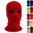 thumbnail image 1 of 2-Hole Knitted Ski Mask Full Face Mask Cover Neck Gaiter Winter Balaclava Warm Beanie for Outdoor Sports Red One Size, 1 of 3