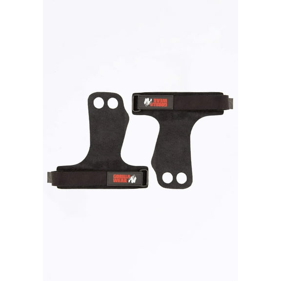 2-Hole Leather Lifting Grips - Black