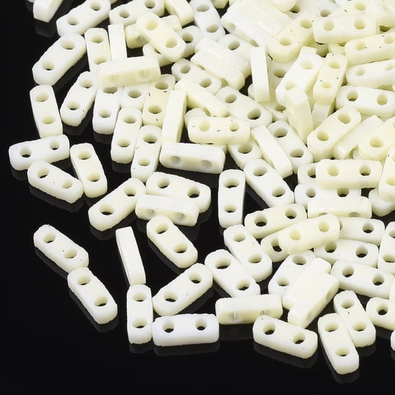 2-Hole Opaque Glass Seed Beads Rectangle Lemon Chiffon 4.5~5x2x1~1.5mm Hole: 0.5~0.8mm DIY