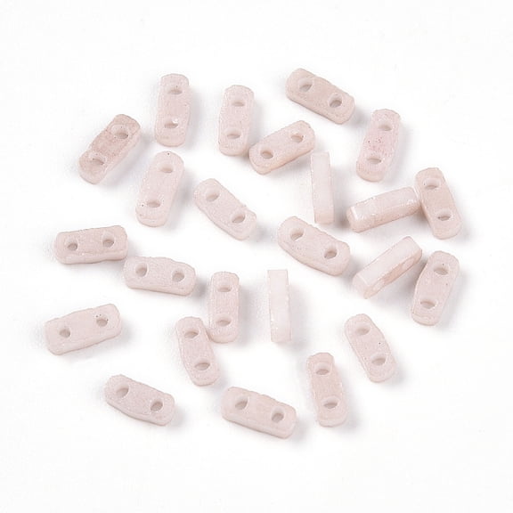 2-Hole Opaque Glass Seed Beads Rectangle Misty Rose 4.5~5x2x1~1.5mm Hole: 0.5~0.8mm