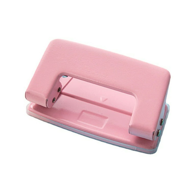 Uxcell 1/4 inch 2 Hole Paper Punch Metal Hole Puncher 8 Sheet Punch Capacity Hole Punch Office and Home, Pink