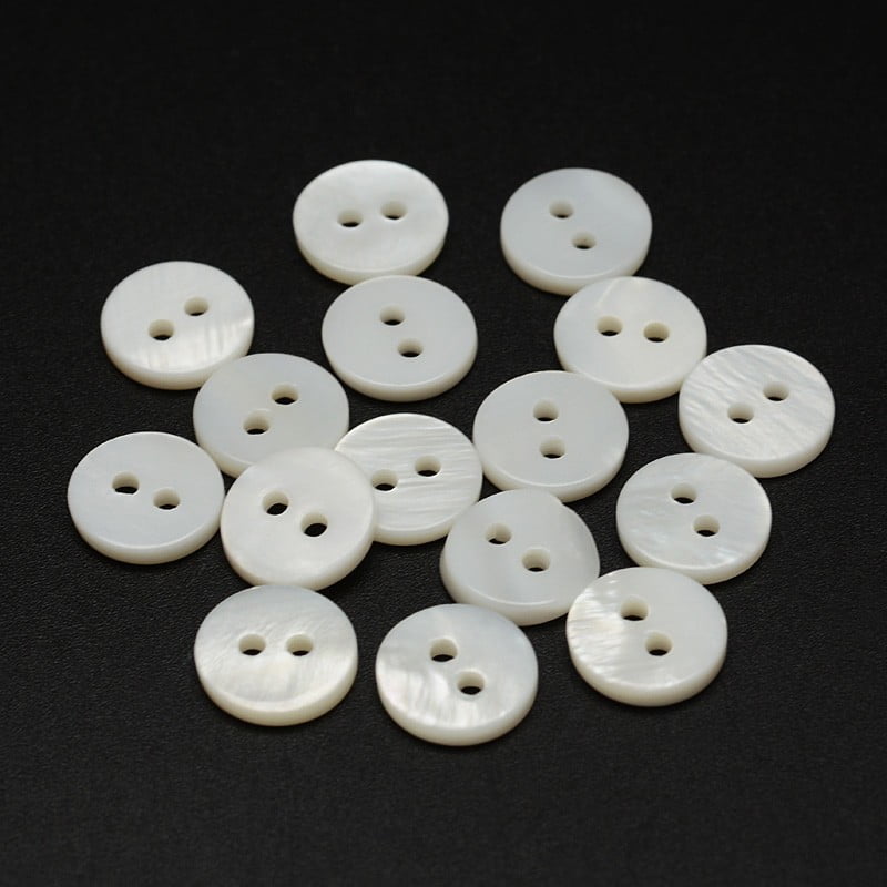 2-Hole Shell Flat Round Buttons White 10x2mm Hole: 1.5mm about 720pcs/bag DIY