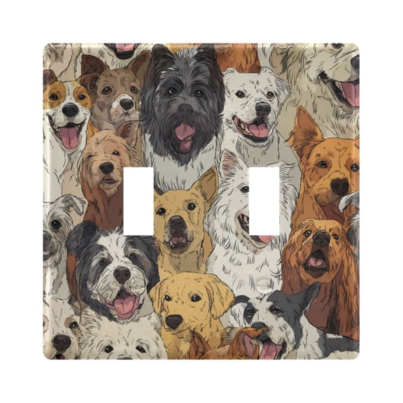 2-Hole Switch Plate Cover Faceplates Covers Smooth Rounded Corners A Large Group Of Dogs