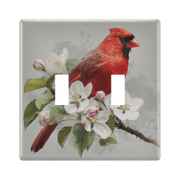 2-Hole Switch Plate Cover Faceplates Covers Smooth Rounded Corners Beautiful Red Bird