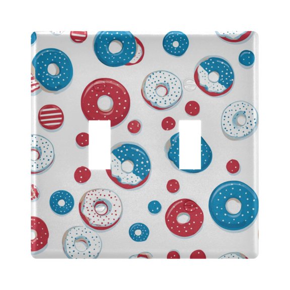 2-Hole Switch Plate Cover Faceplates Covers Smooth Rounded Corners Cute Doughnuts Pattern