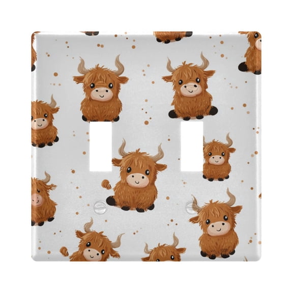 2-Hole Switch Plate Cover Faceplates Covers Smooth Rounded Corners Cute Yaks Cow Pattern