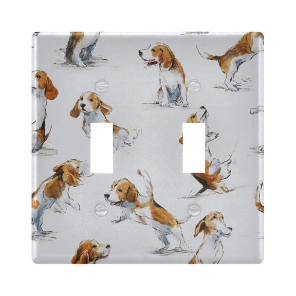 2-Hole Switch Plate Cover Faceplates Covers Smooth Rounded Corners Dogs in Various Poses