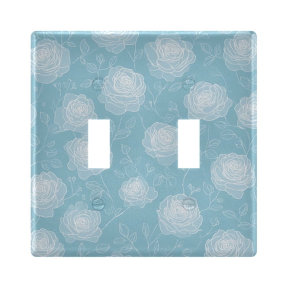 2-Hole Switch Plate Cover Faceplates Covers Smooth Rounded Corners Elegant White Roses