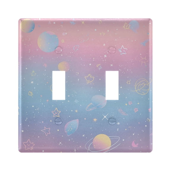 2-Hole Switch Plate Cover Faceplates Covers Smooth Rounded Corners Light Pink Space Elements