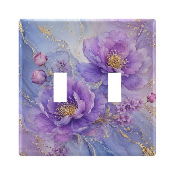 2-Hole Switch Plate Cover Faceplates Covers Smooth Rounded Corners Multi-layered Purple Flower