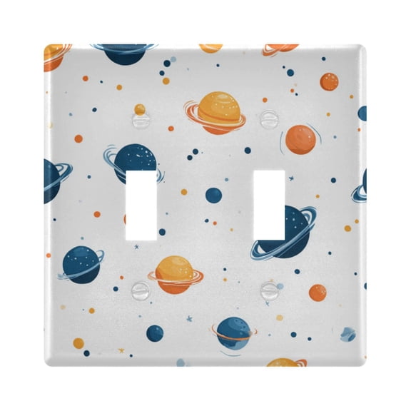 2-Hole Switch Plate Cover Faceplates Covers Smooth Rounded Corners Planets with Rings Pattern