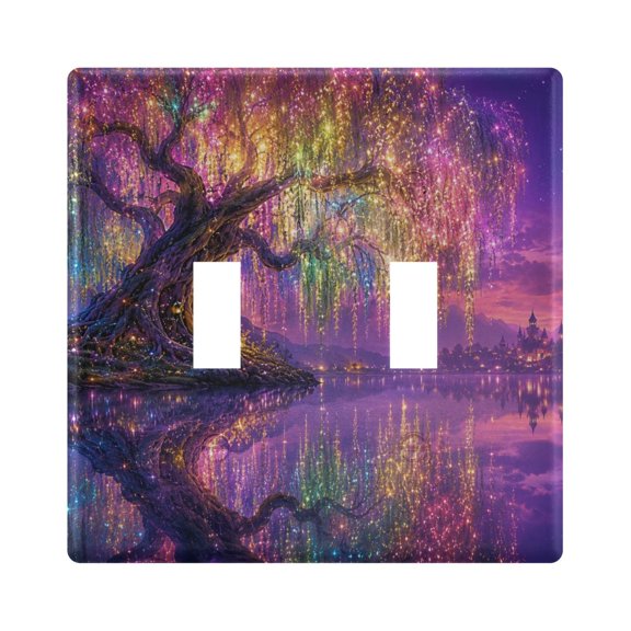 2-Hole Switch Plate Cover Faceplates Covers Smooth Rounded Corners Rainbow-hued Weeping Willow