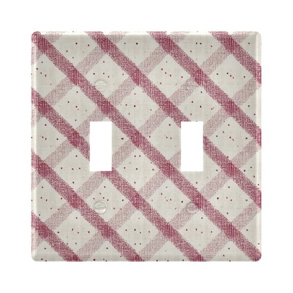 2-Hole Switch Plate Cover Faceplates Covers Smooth Rounded Corners Red and Cream Diamond Shapes