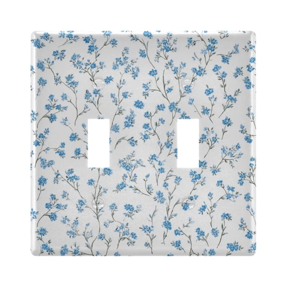2-Hole Switch Plate Cover Faceplates Covers Smooth Rounded Corners Small Blue Floral Pattern