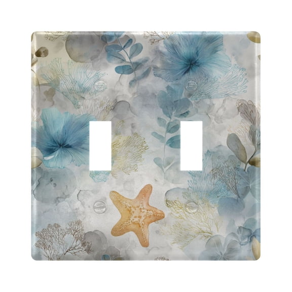 2-Hole Switch Plate Cover Faceplates Covers Smooth Rounded Corners Watercolor Sea Creatures