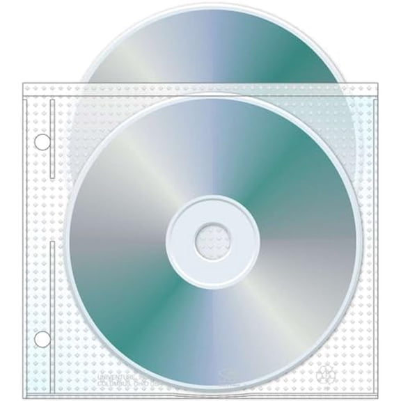 2 Hole Top Load CD/DVD Page, 5.625" x 5", 3.13" Hole spacing - Box of 800$$Furniture