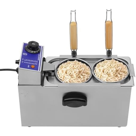 2 Holes Noodle Cooking Machine, 110V 1200W Commercial Pasta Cooker Electric Noodle Cooker with 2 Baskets, Stainless Steel Blade Noodle Dumpling Maker for Home Restaurant and Shop$$Large Appliances