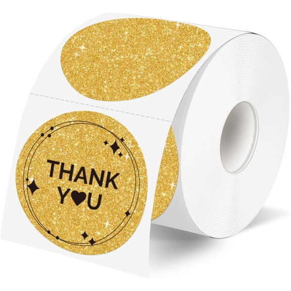 2" Holographic Thermal Label Stickers, Round Direct Thermal Label Stickers, Glitter Thermal Printer Sticker Labels for Wrapping, Self-Adhesive Custom Logo Design- Glitter