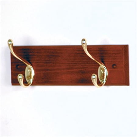 2 Hook Coat Rack in Mahogany - Brass