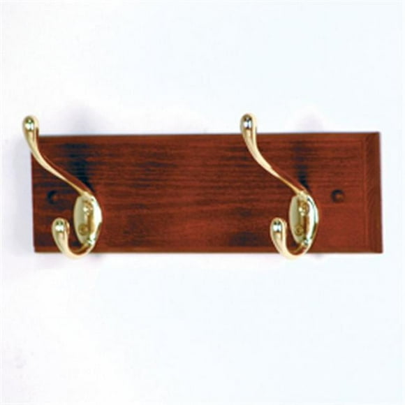 2 Hook Coat Rack in Mahogany - Brass