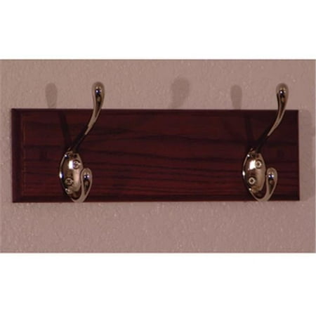 2 Hook Coat Rack in Mahogany - Nickel