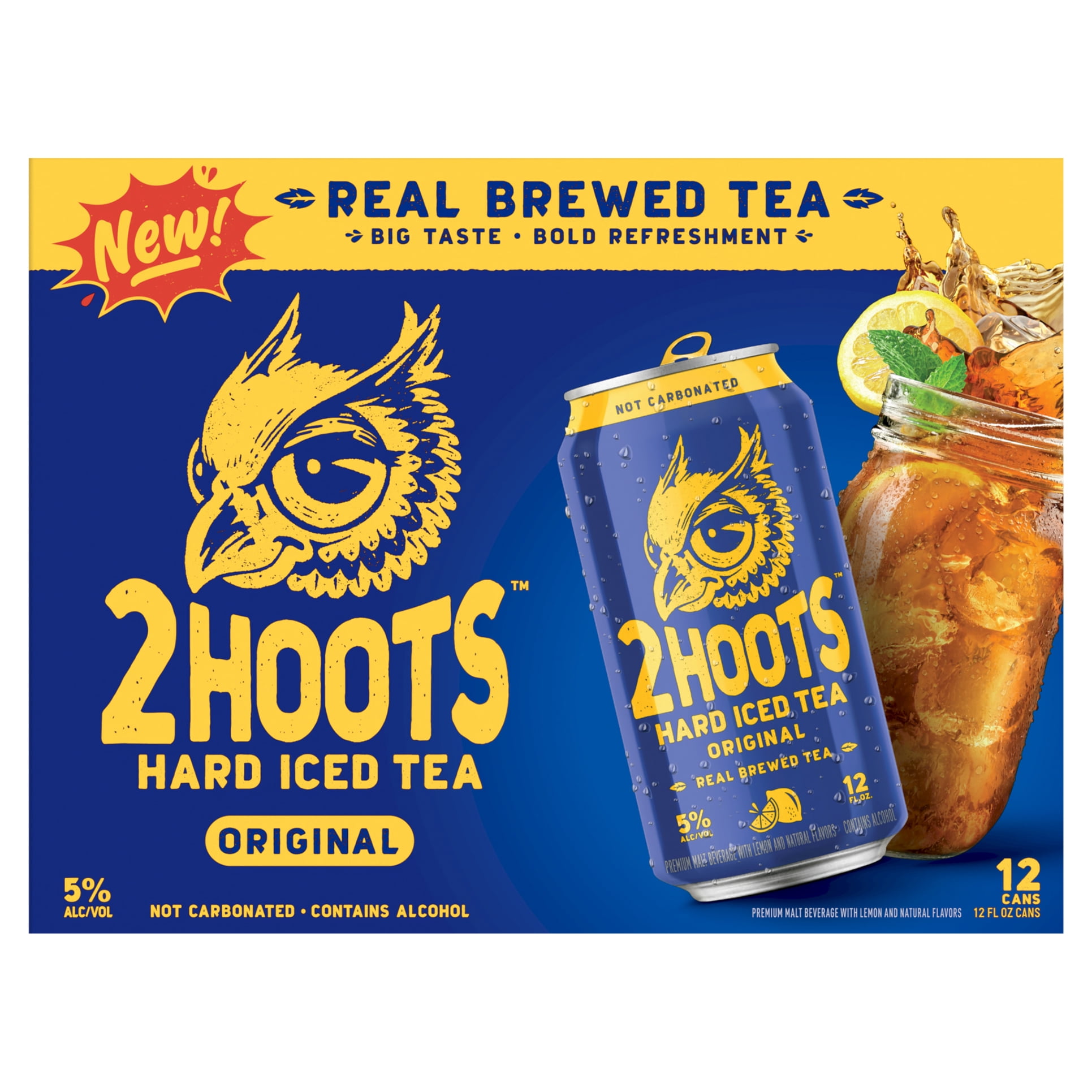 2 Hoots Hard Iced Tea, Original, 12 Pack, 12 fl. oz. Cans