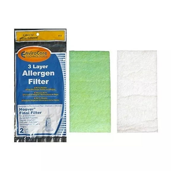 (2) Hoover Windtunnel Non Self Propelled 3 Layer Final Vacuum Filter, Bagless, U