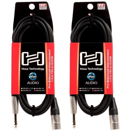 2 Hosa HSX-010 10 Foot Rean 1/4" TRS - XLR 3 Pin Male PRO Speaker Cables
