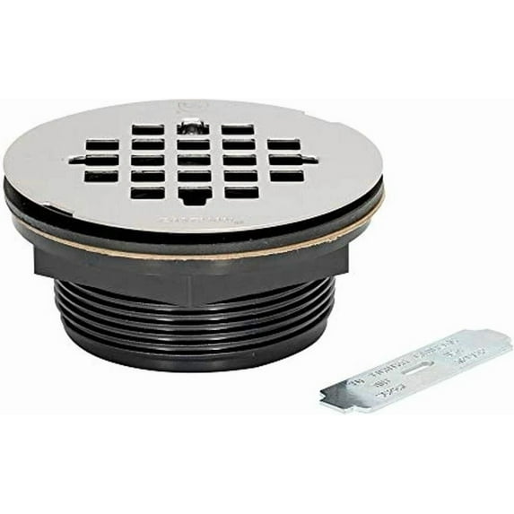 2" Hub, Offset Pvc Shower Module Drain (Solvent Weld) W/ Snap-In Strainer, Recep