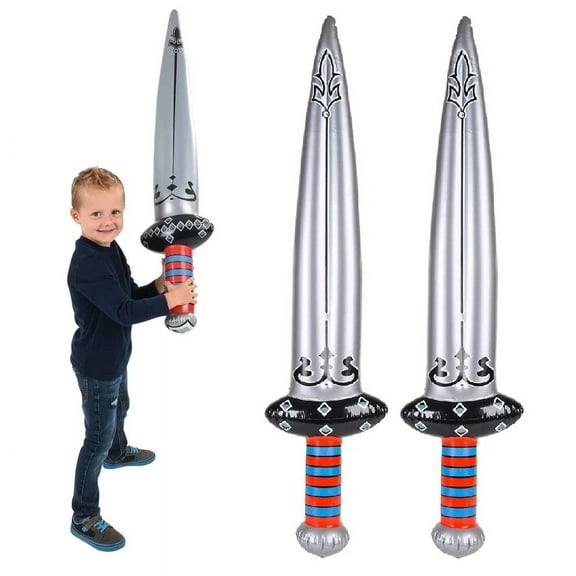 2 Huge 42" Silver Inflatable Swords - Stylish and Colorful Inflate Great for ALL (2 PACK)