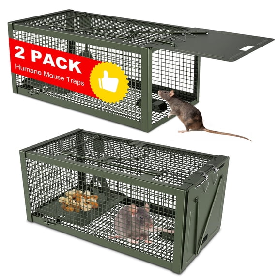 2 Humane Mouse Rat Traps Mice Chipmunk Squirrel And Other Live Animal Cage Catch Release For Indoor Outdoor-green