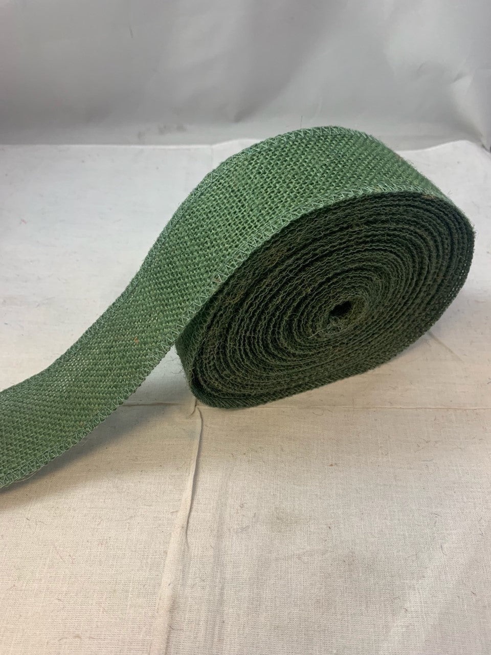 2 Hunter Green Burlap Ribbon 10 Yards Serged Made In Usa-,