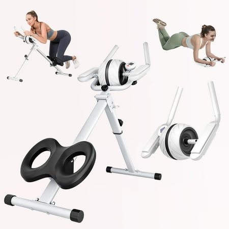 SYEDEE 2-in-1 Ab Machine and Ab Roller Wheel, Foldable Ab Workout Equipment, Adjustable Ab Trainer for Abs Workout at Home Gym, Core Abdominal Trainer Fitness, Full Body Exercise, Max 330lbs with LCD