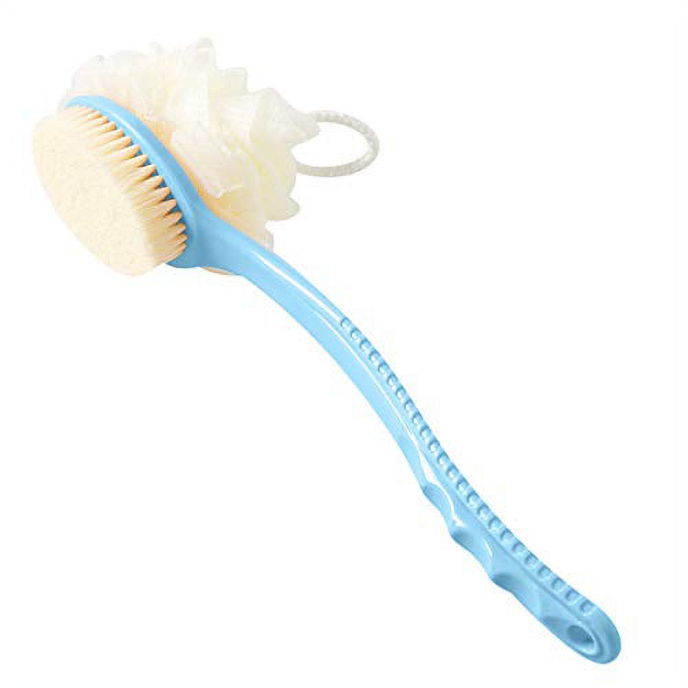 2 IN 1 Bath Body Brush with Soft Loofah and Bristles,Back Scrubber with ...