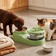 thumbnail image 1 of 2-IN-1 Cat Water Fountain with Food Bowl, Plastic Automatic Water Dispenser, Dual Design Pet Drinking Fountain for Cats Dogs Indoor Daily Drinking and Feeding, 1 of 2