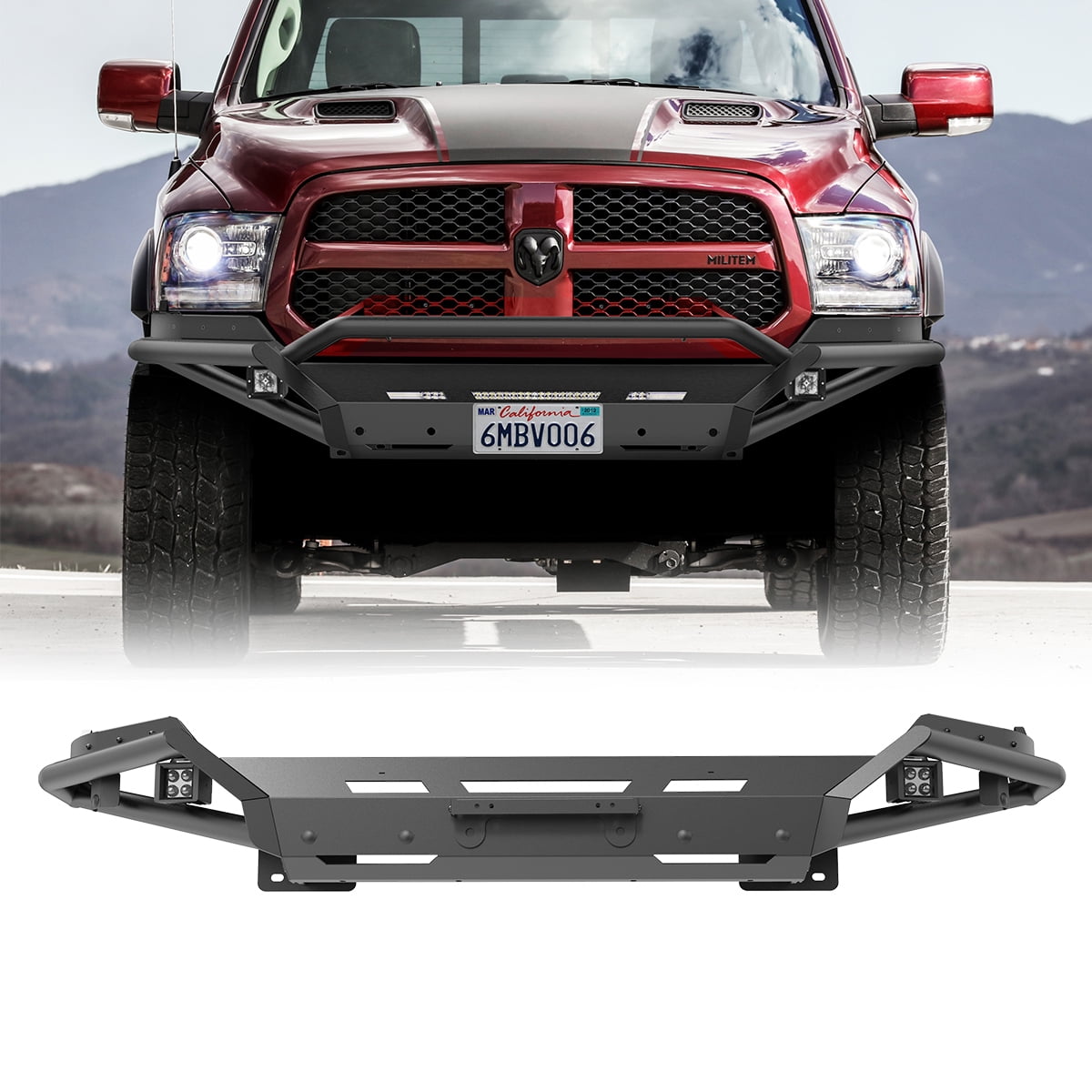 4 IN 1 Front Bumper+Side Wings+Bull Bar+Skid Plates w/2*4