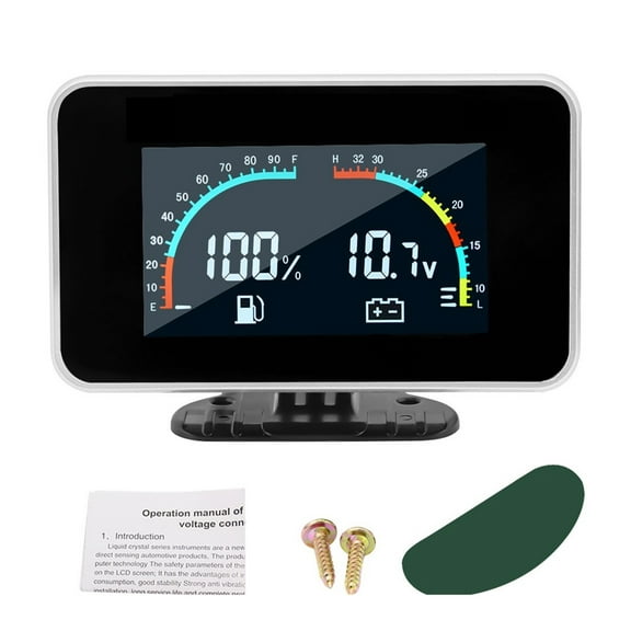 2 IN 1 Fuel Level Gauge Voltmeter With Fuel Float Sensor LCD Car Meter Voltmeter For Motorcycle Auto Fuel Flow Sensor 0-190 Ohm - Accurate Reading