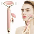 thumbnail image 1 of 2-IN-1 Jade Roller Face Massager, Electric Nature Rose Quartz Beauty Bar Facial Roller Kit, Arm Eye Nose Massage Stone for Face Lift,Anti-Aging,Anti-Wrinkles,Skin Tightening,Face Firming, 1 of 9