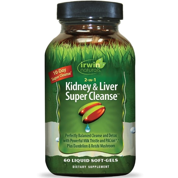 Irwin Naturals 2-in-1 Kidney & Liver Super Cleanse 60 Liquid Soft-Gels