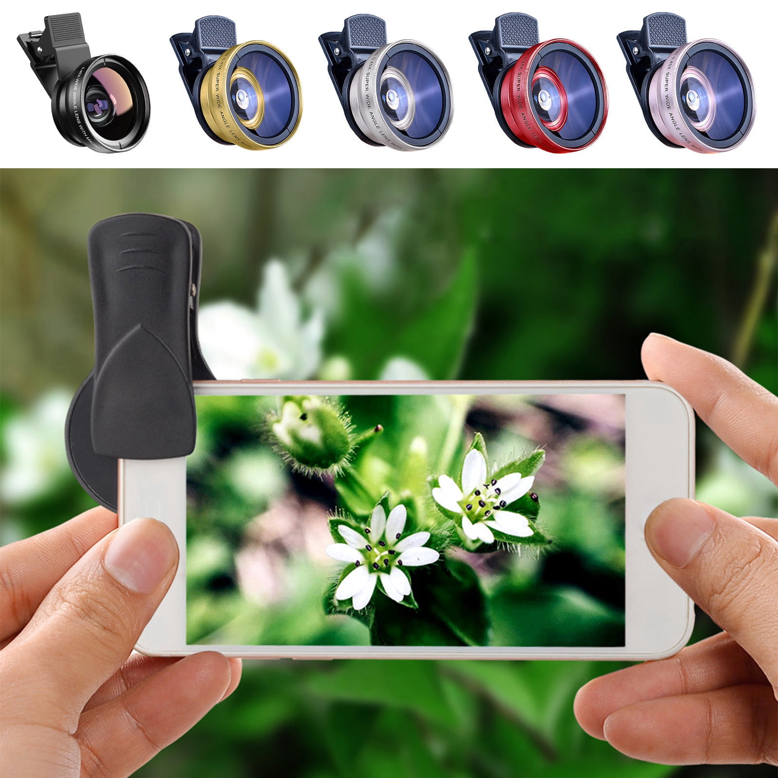2 IN 1 Lens Universal Clip 37mm Mobile Phone Lens 0.45x 49uv Super Wide