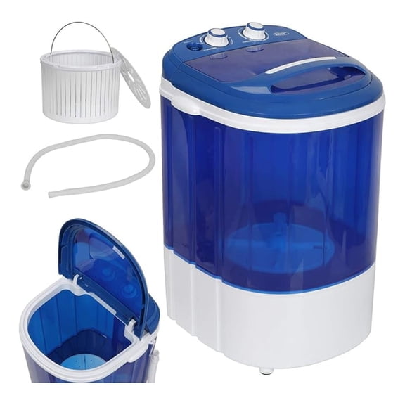 2-IN-1 Portable Washer and Spinner Combo, 5.7LBS Mini Washing Machine 2.2LBS Spin Dryer with Drain Pump and Hose, Semi-Automatic Compact Washer for Small Spaces, Camping
