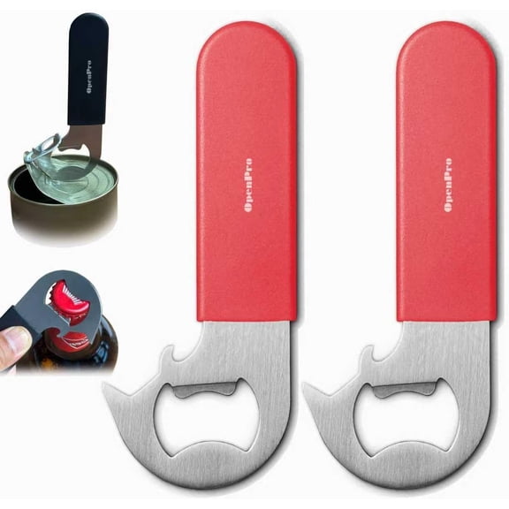 2-IN-1 Ring-Pull Can Opener,  Bottle Opener, Easy Open Any Pull Tab Cans for Seniors, Soda, ,  Cans, , Gadgets for People with , kitchen gadgets, 2-, Red